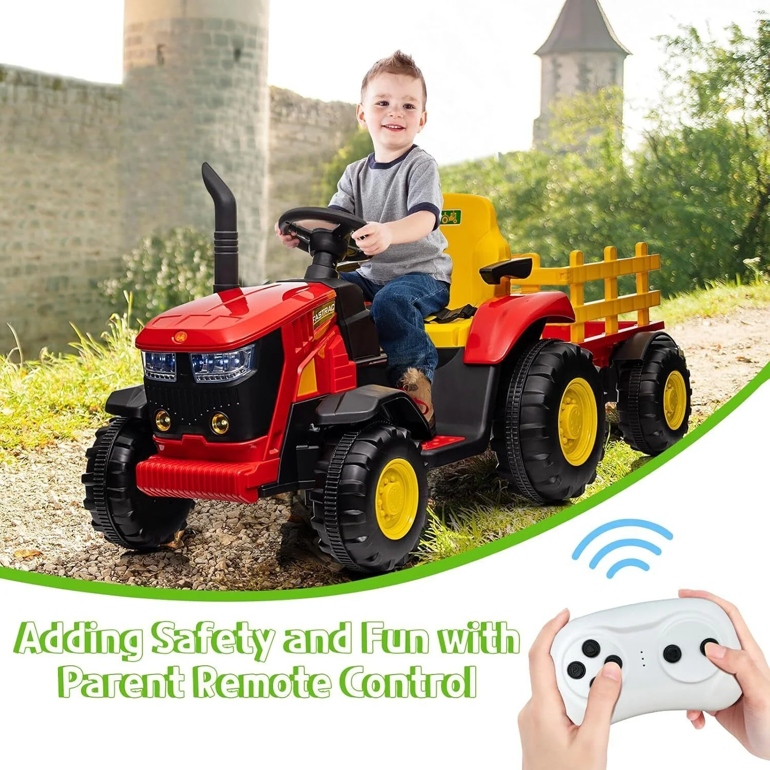 12V Electric Ride-On Tractor for Kids with Remote Control and Power Wheels - Image 6
