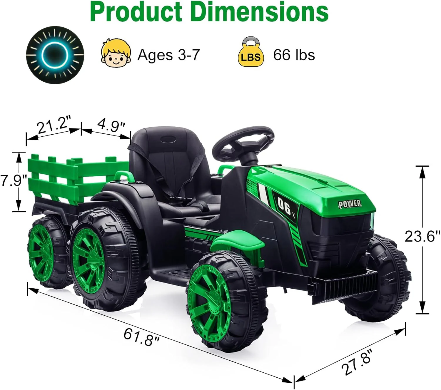 12V Electric Ride-On Tractor for Kids with Remote Control and 7AH Battery - Image 6