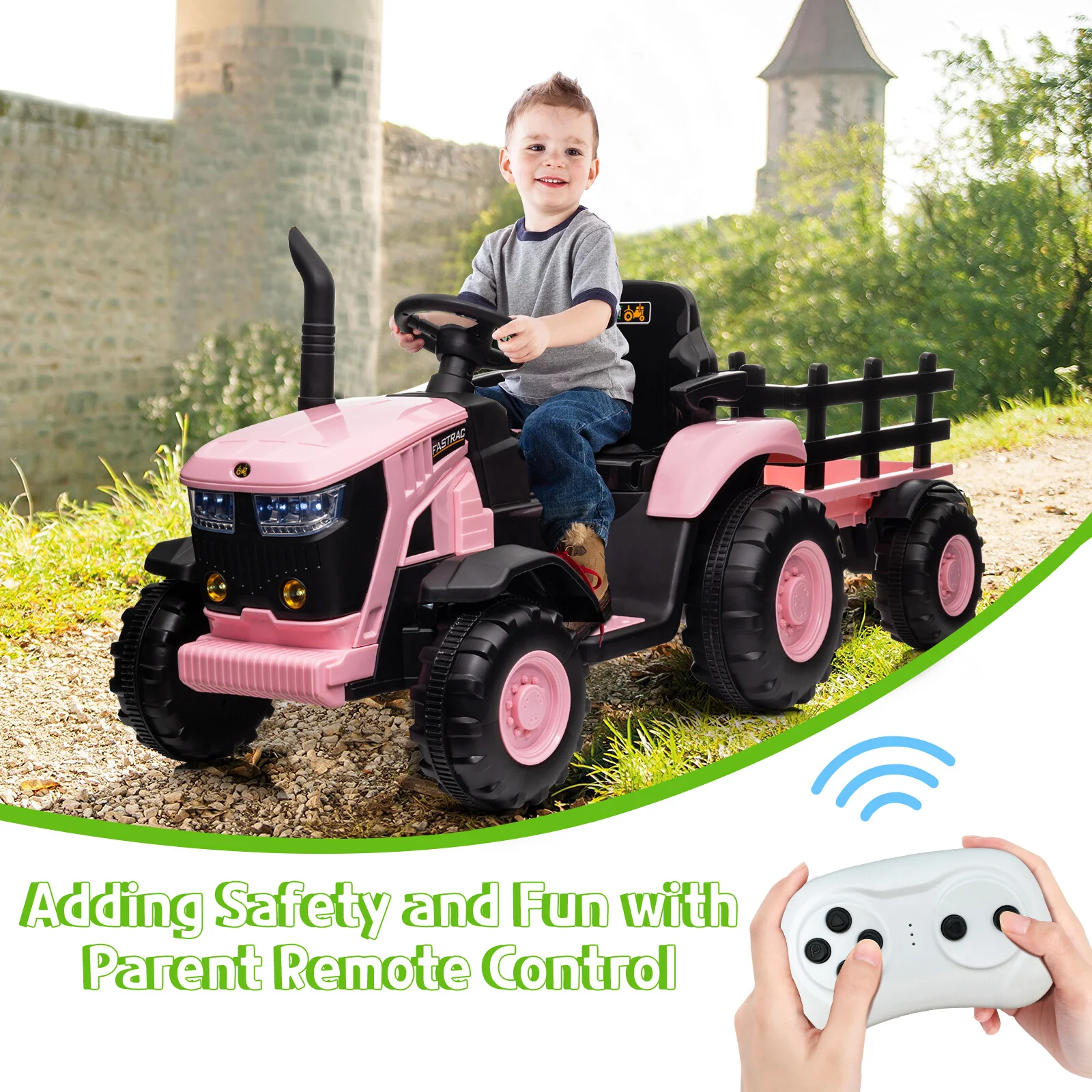 12V Battery-Powered Kids Ride-On Electric Tractor with Remote Control - Image 15