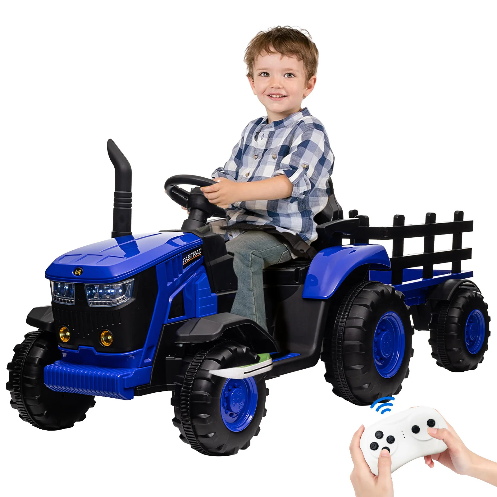 12V Battery-Powered Kids Ride-On Electric Tractor with Remote Control - Image 2