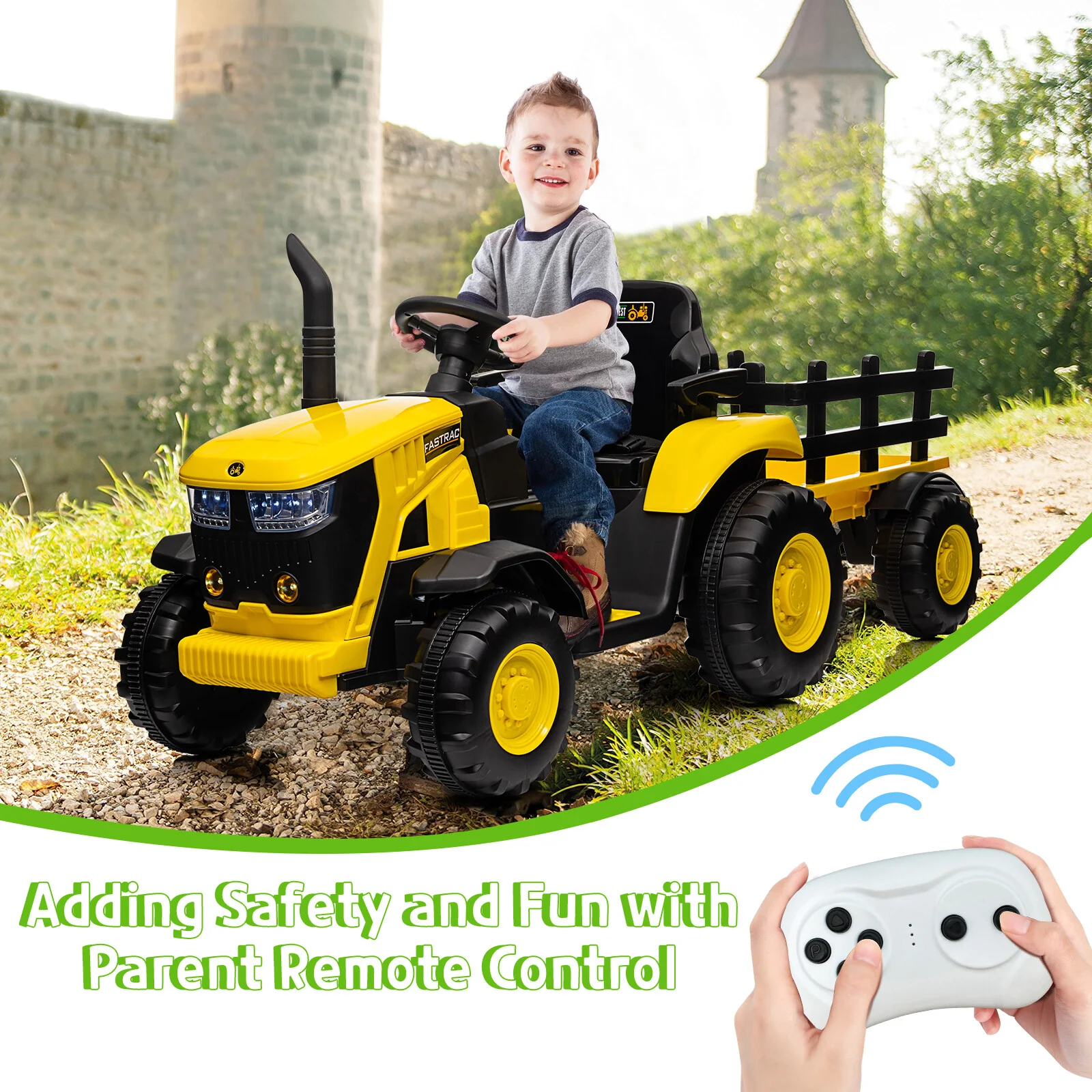 12V Battery-Powered Kids Ride-On Electric Tractor with Remote Control - Image 20