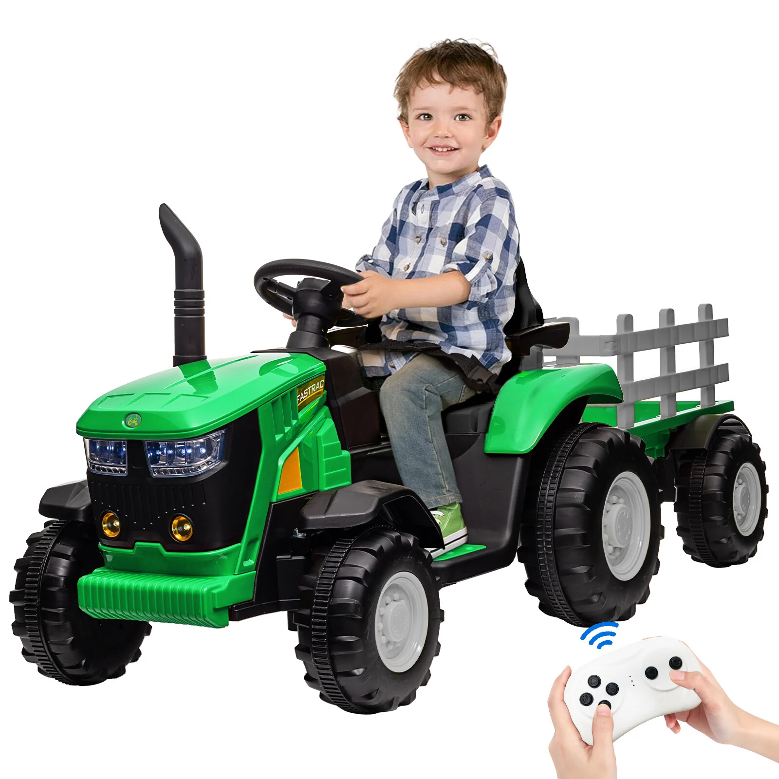 12V Battery-Powered Kids Ride-On Electric Tractor with Remote Control - Image 21