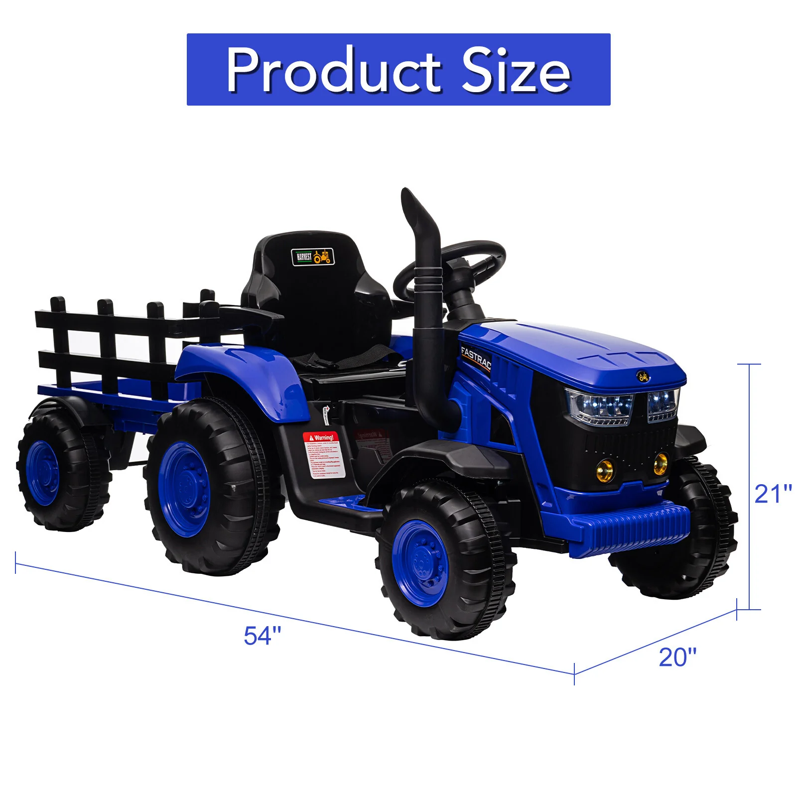 12V Battery-Powered Kids Ride-On Electric Tractor with Remote Control - Image 3