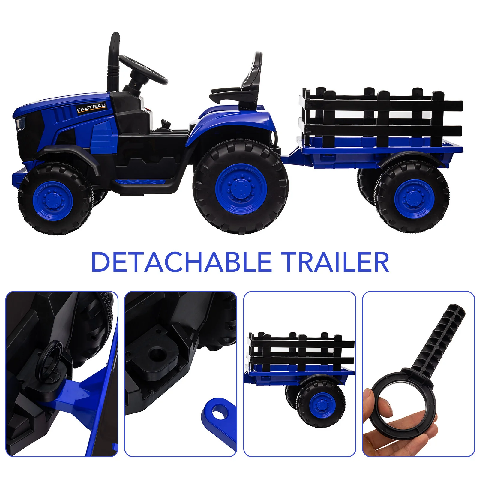 12V Battery-Powered Kids Ride-On Electric Tractor with Remote Control - Image 4