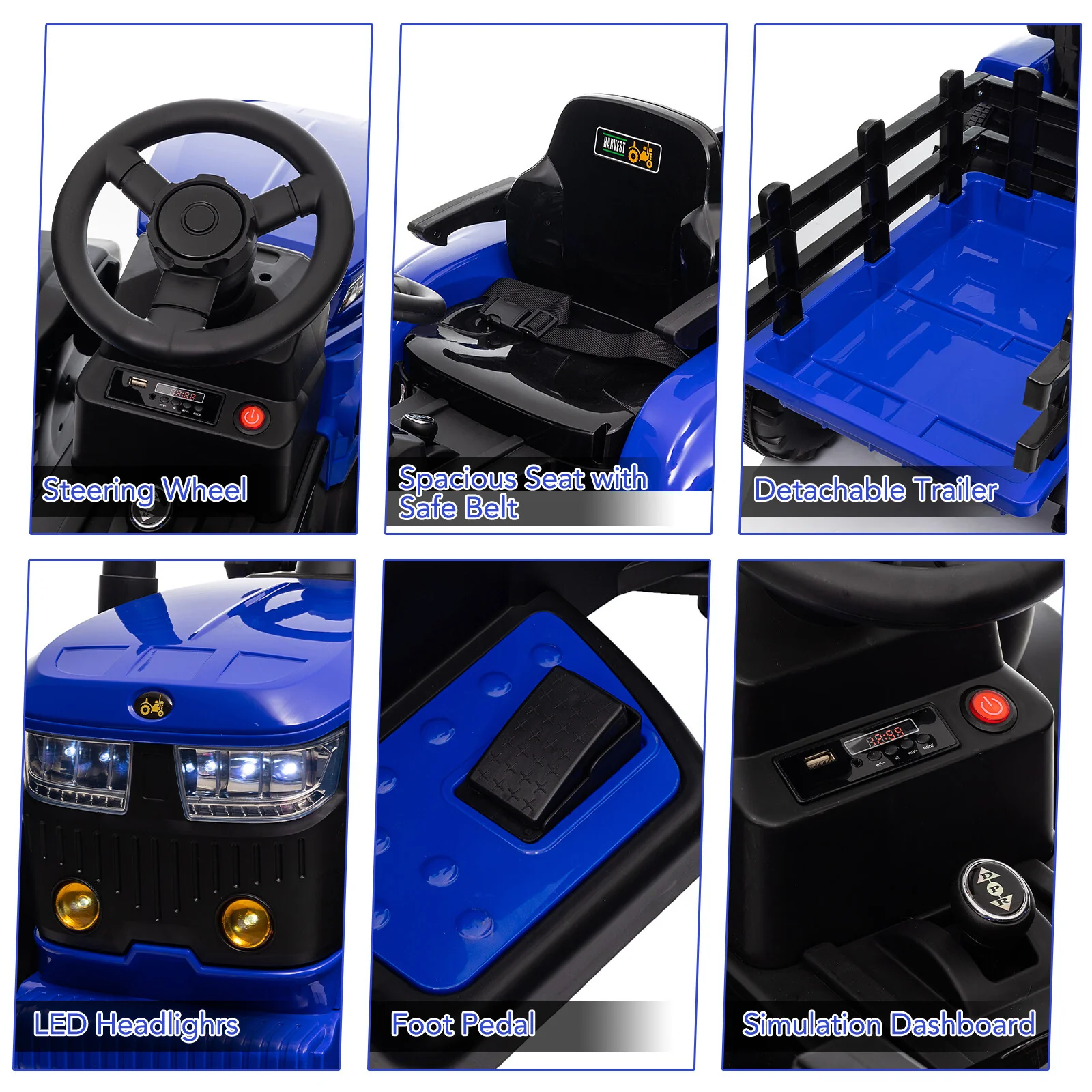 12V Battery-Powered Kids Ride-On Electric Tractor with Remote Control - Image 5