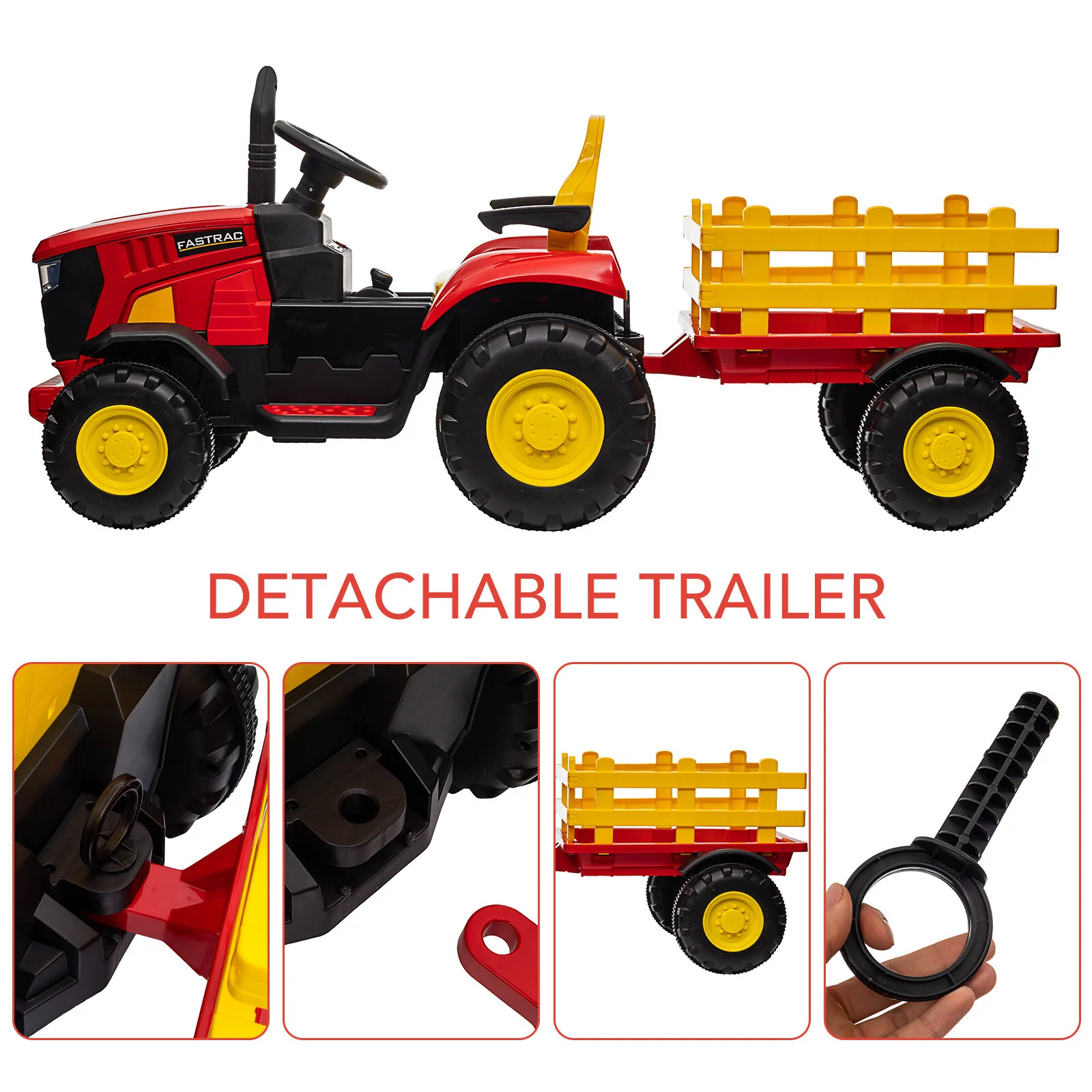 12V Battery-Powered Kids Ride-On Electric Tractor with Remote Control - Image 9