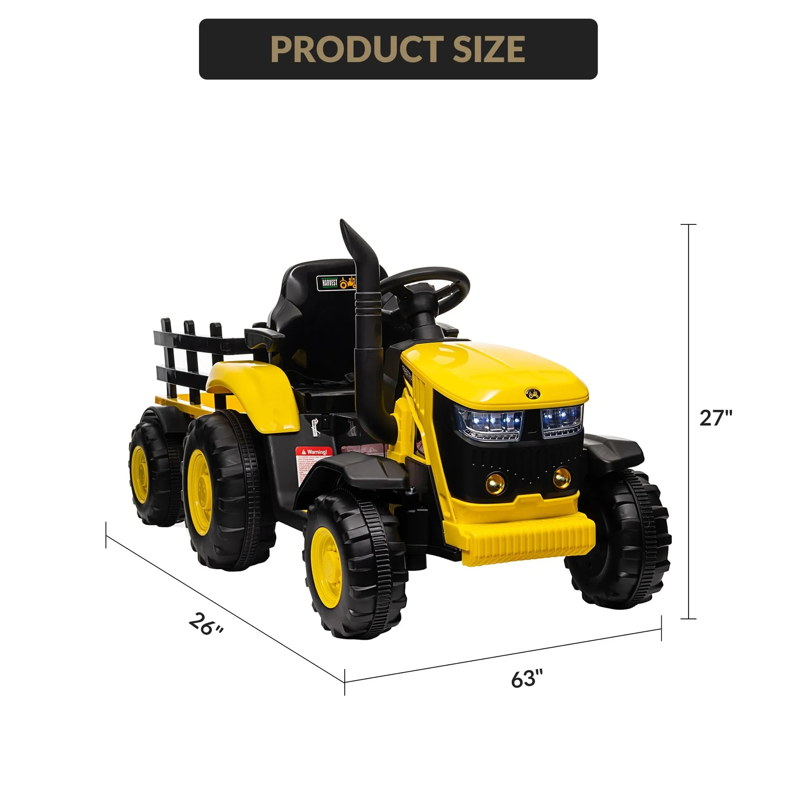 12V Battery-Powered Kids Ride-On Electric Tractor with Trailer and LED Lights - Image 13