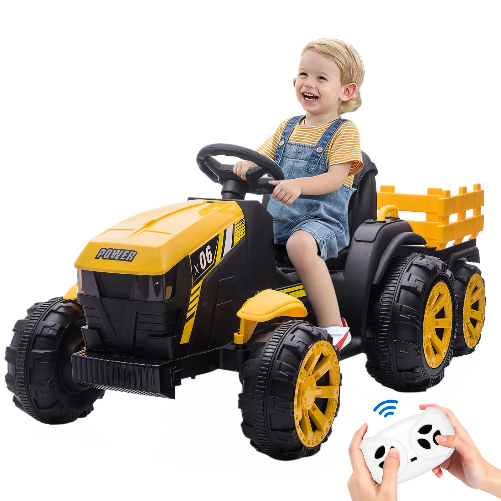 12V Battery-Powered Electric Ride-On Tractor with Trailer for Kids - Image 14