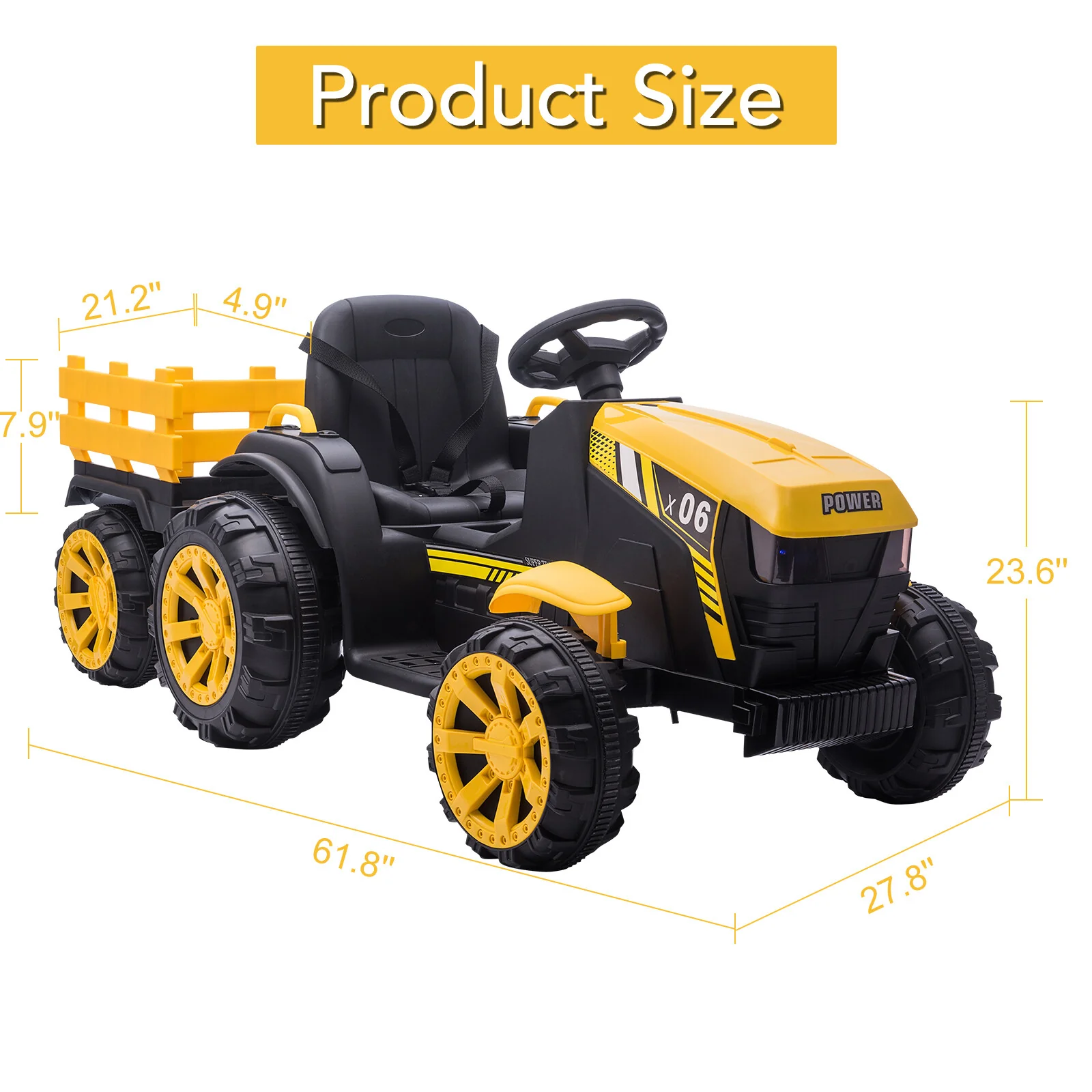 12V Battery-Powered Electric Ride-On Tractor with Trailer for Kids - Image 15