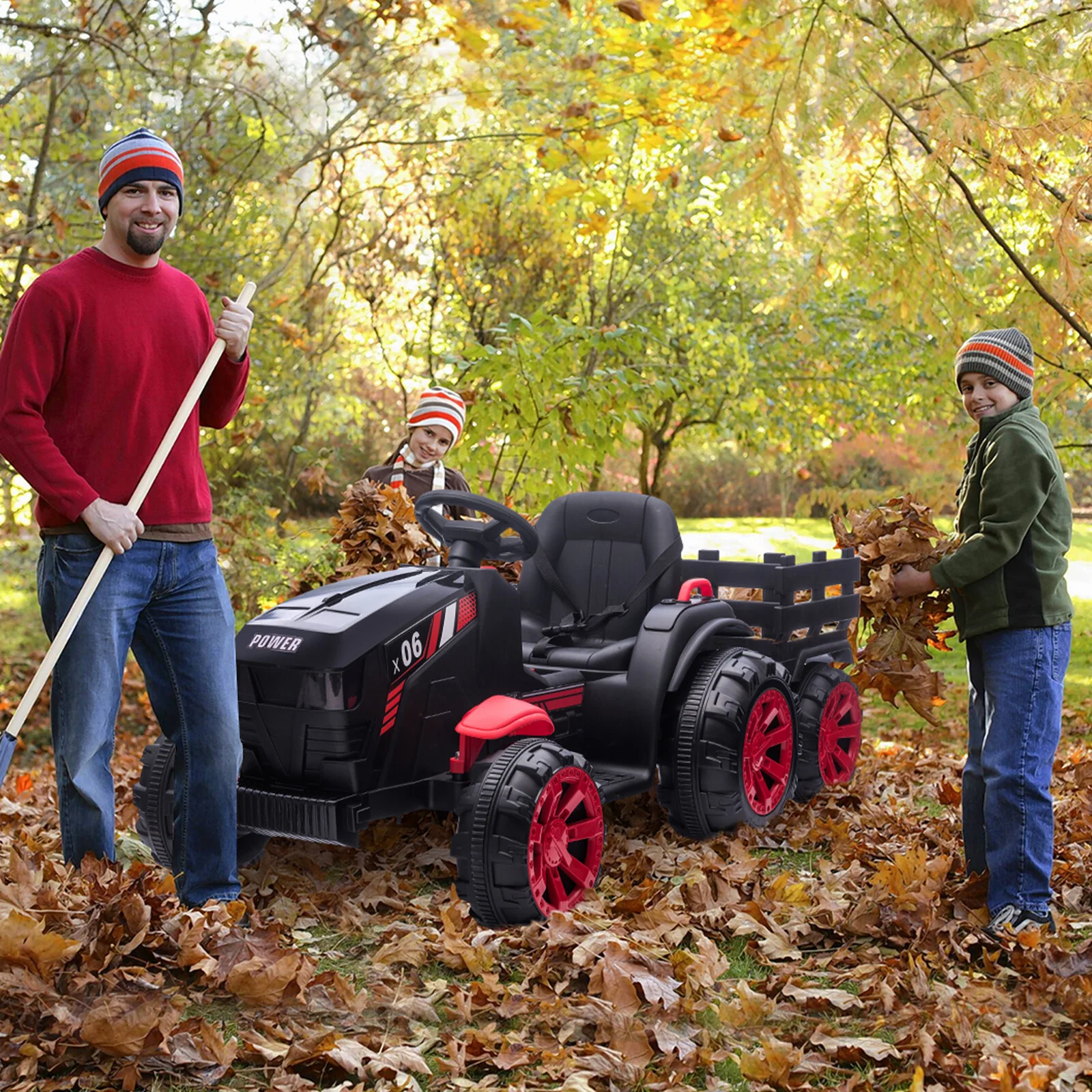12V Battery-Powered Electric Ride-On Tractor with Trailer for Kids - Image 24