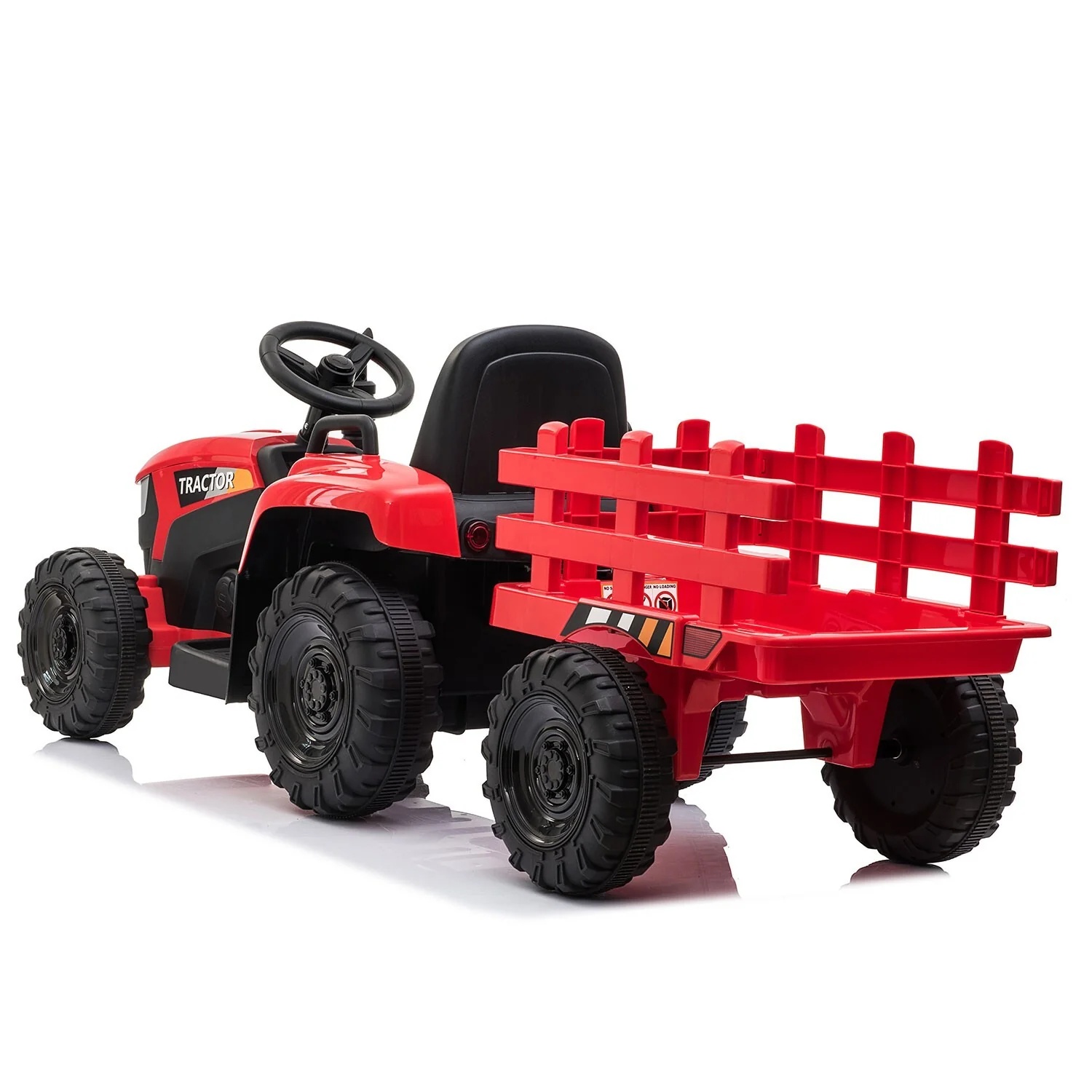 12V Battery-Powered Kids Ride-On Tractor with Trailer Toy - Image 6