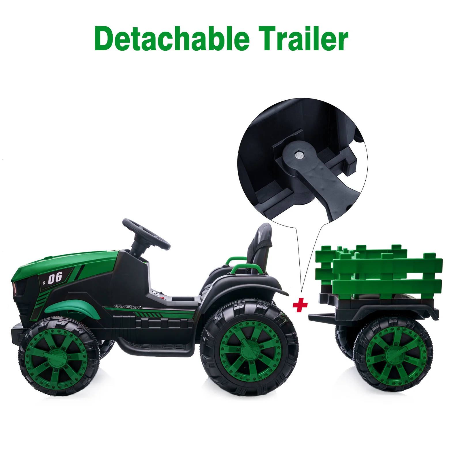 Electric Battery-Powered Ride-On Tractor with Trailer for Kids - Image 6