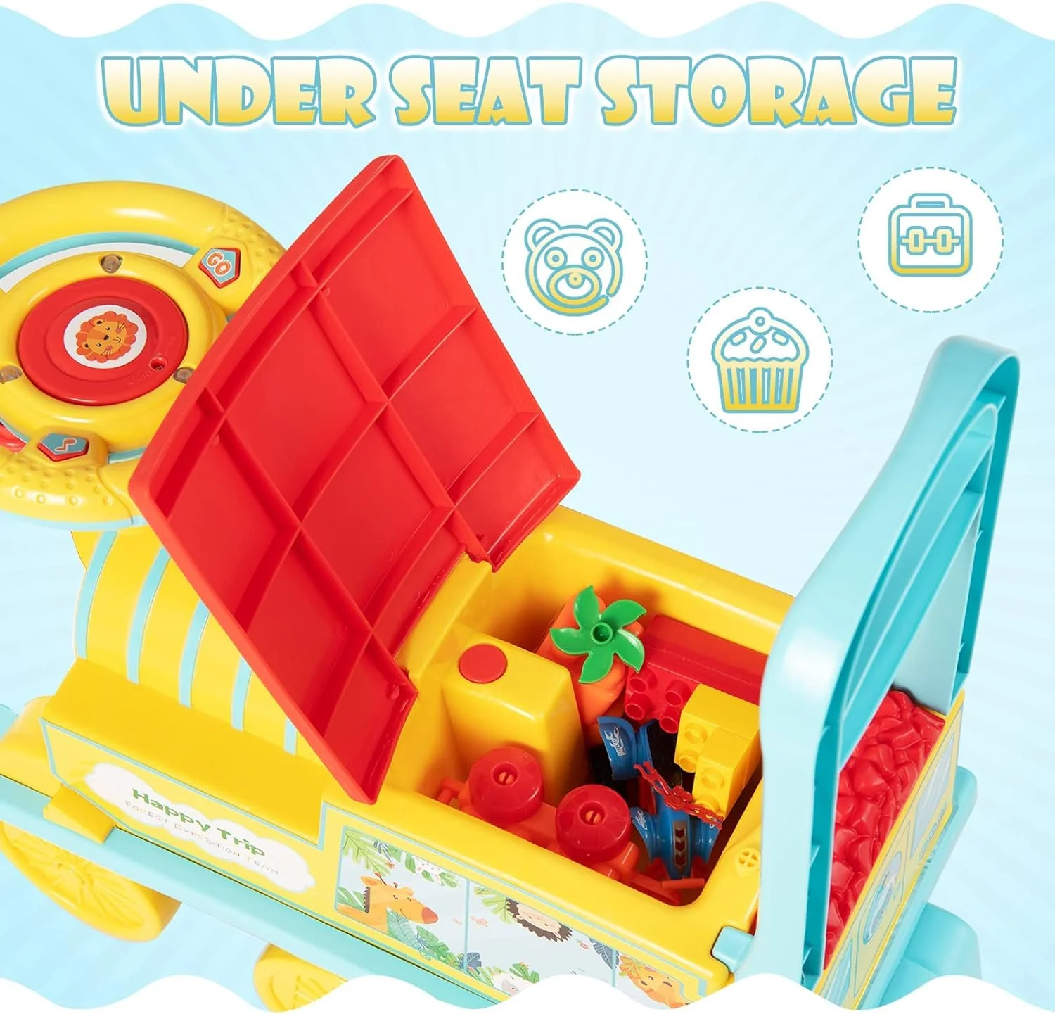 6V Electric Kids Ride-On Train Toy with Track, Lights, Sounds, and Retractable Features - Image 5