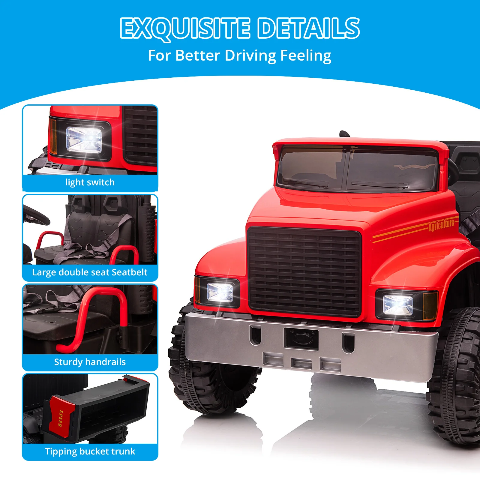 24V Kids Ride-On Electric Truck with Remote Control and Dump Bed - Image 11