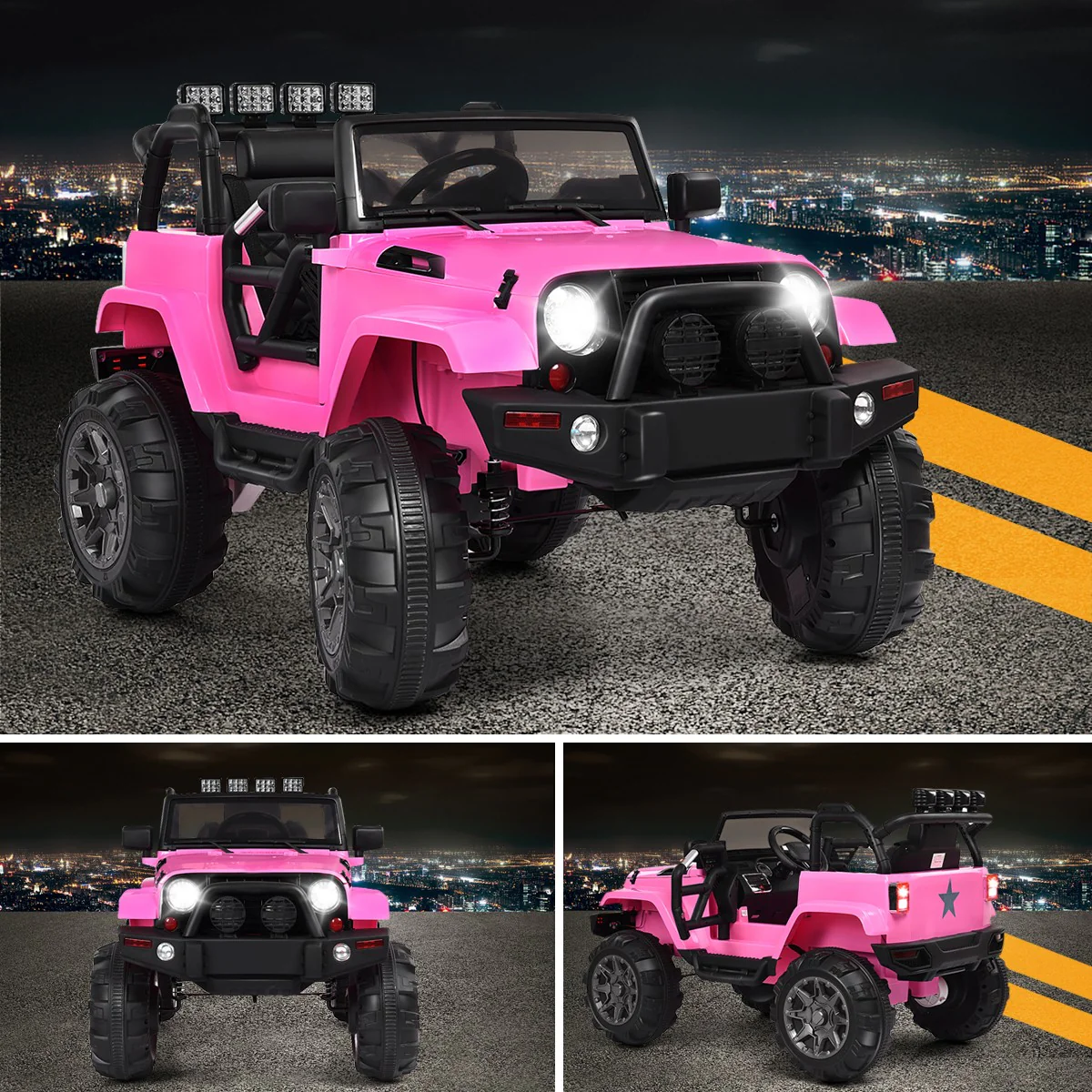 Kids Ride-On Truck Car with Remote Control, Music, and LED Lights – Pink - Image 4