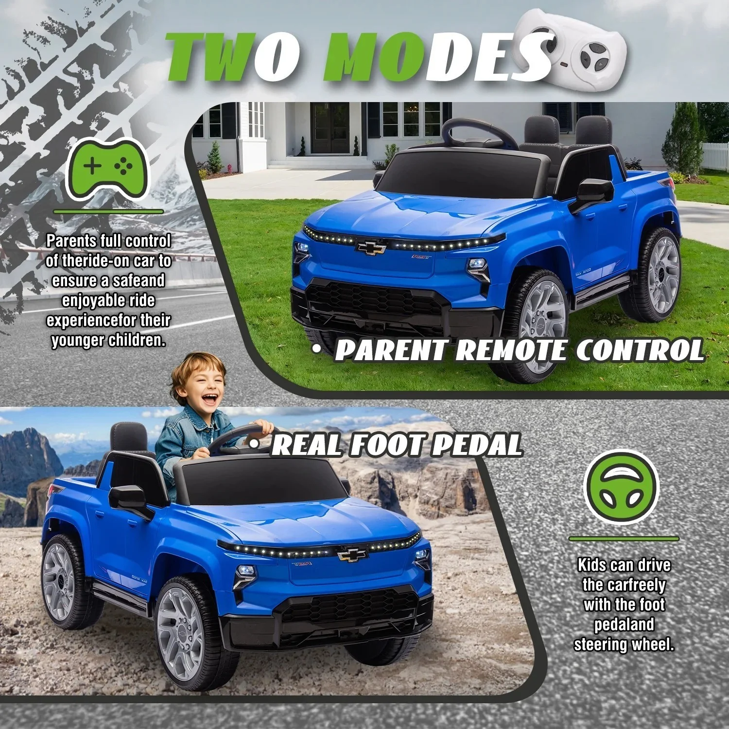 Electric Ride-On Chevrolet Silverado Truck for Kids with Remote Control - Image 34