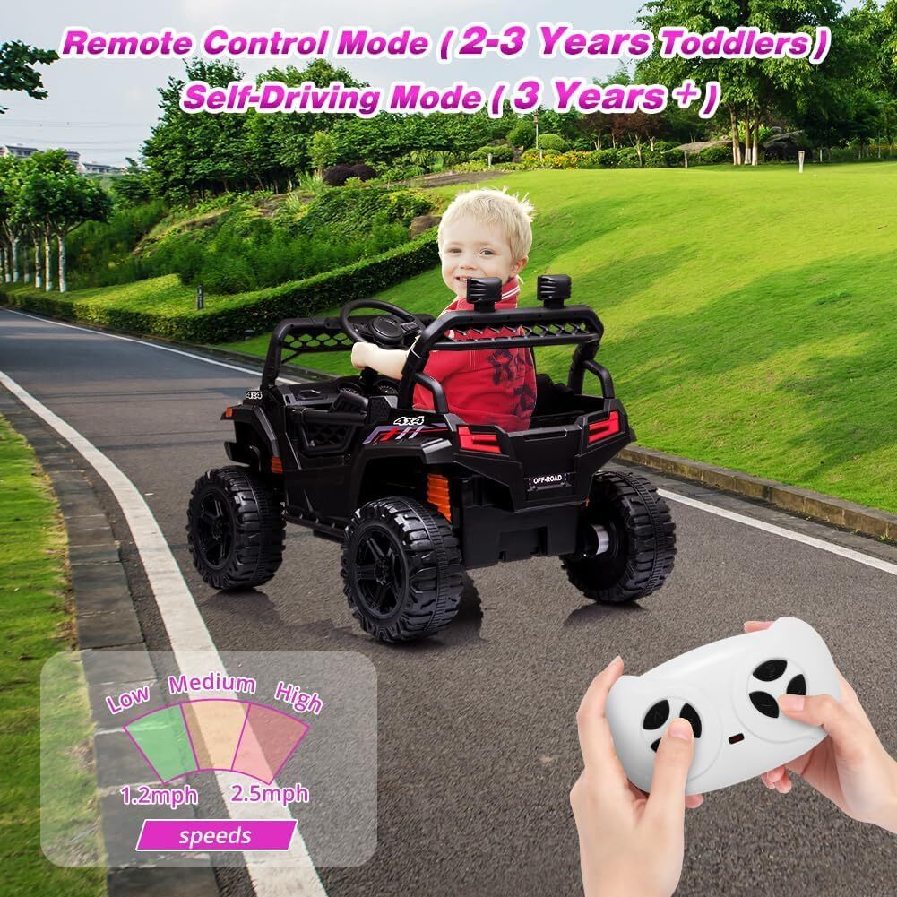 12V Kids Ride-On UTV Truck with Remote Control and 390W Dual Motors - Image 17