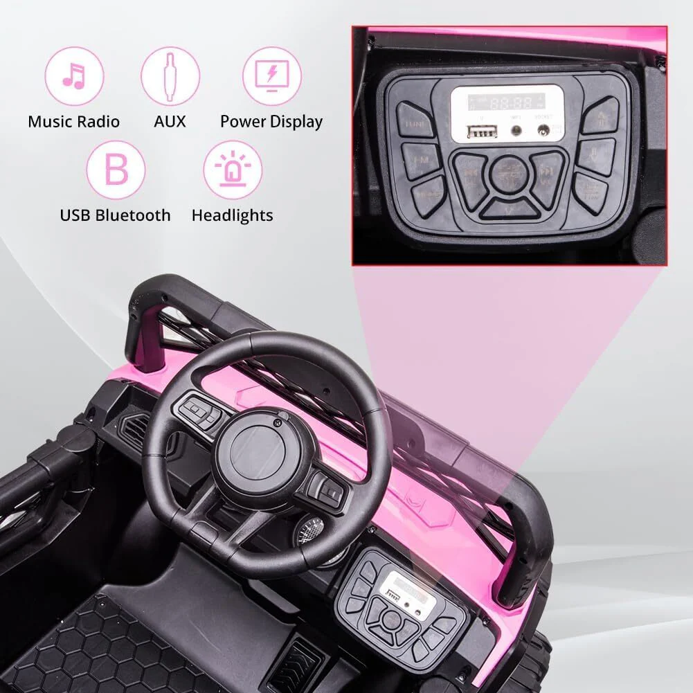 12V Kids Ride-On UTV Truck with Remote Control and 390W Dual Motors - Image 4