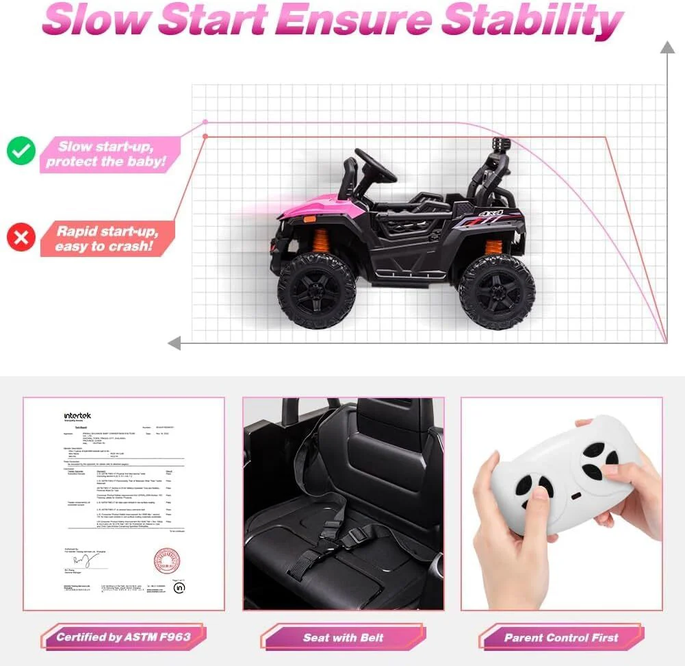 12V Kids Ride-On UTV Truck with Remote Control and 390W Dual Motors - Image 5