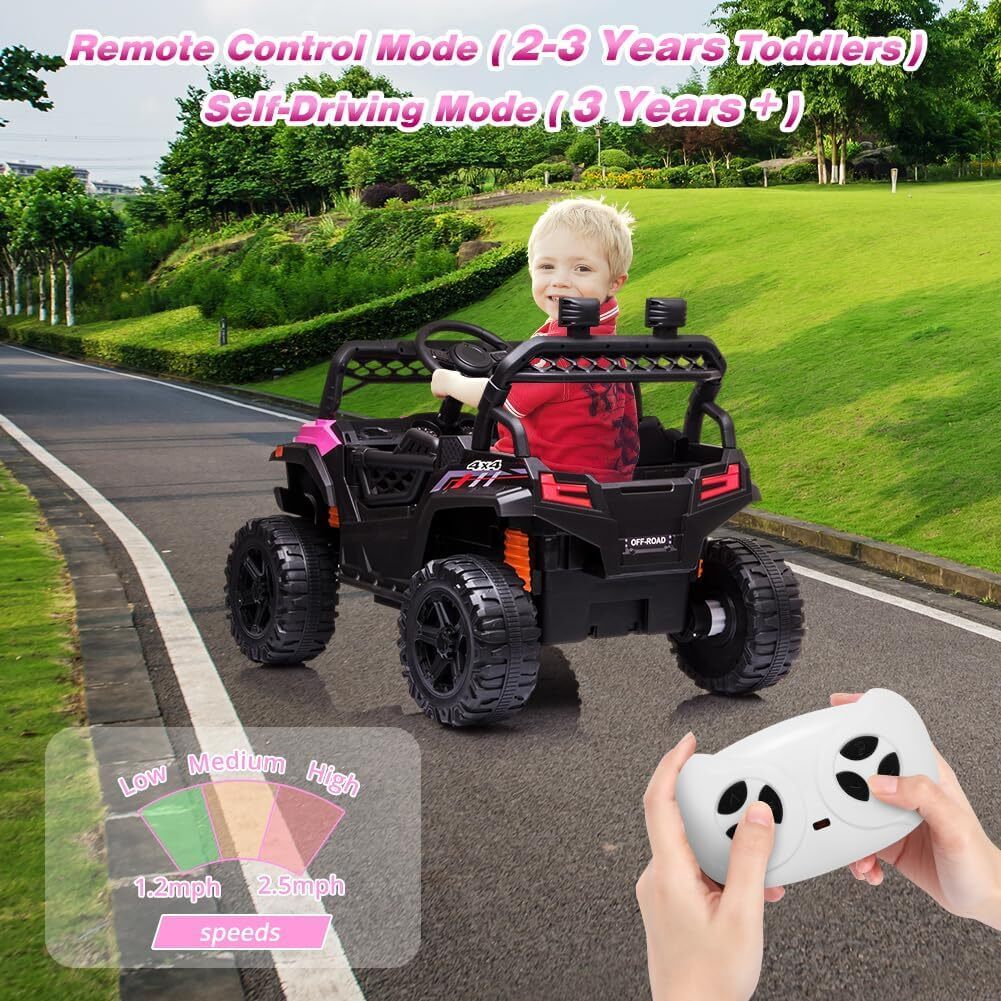 12V Kids Ride-On UTV Truck with Remote Control and 390W Dual Motors - Image 6