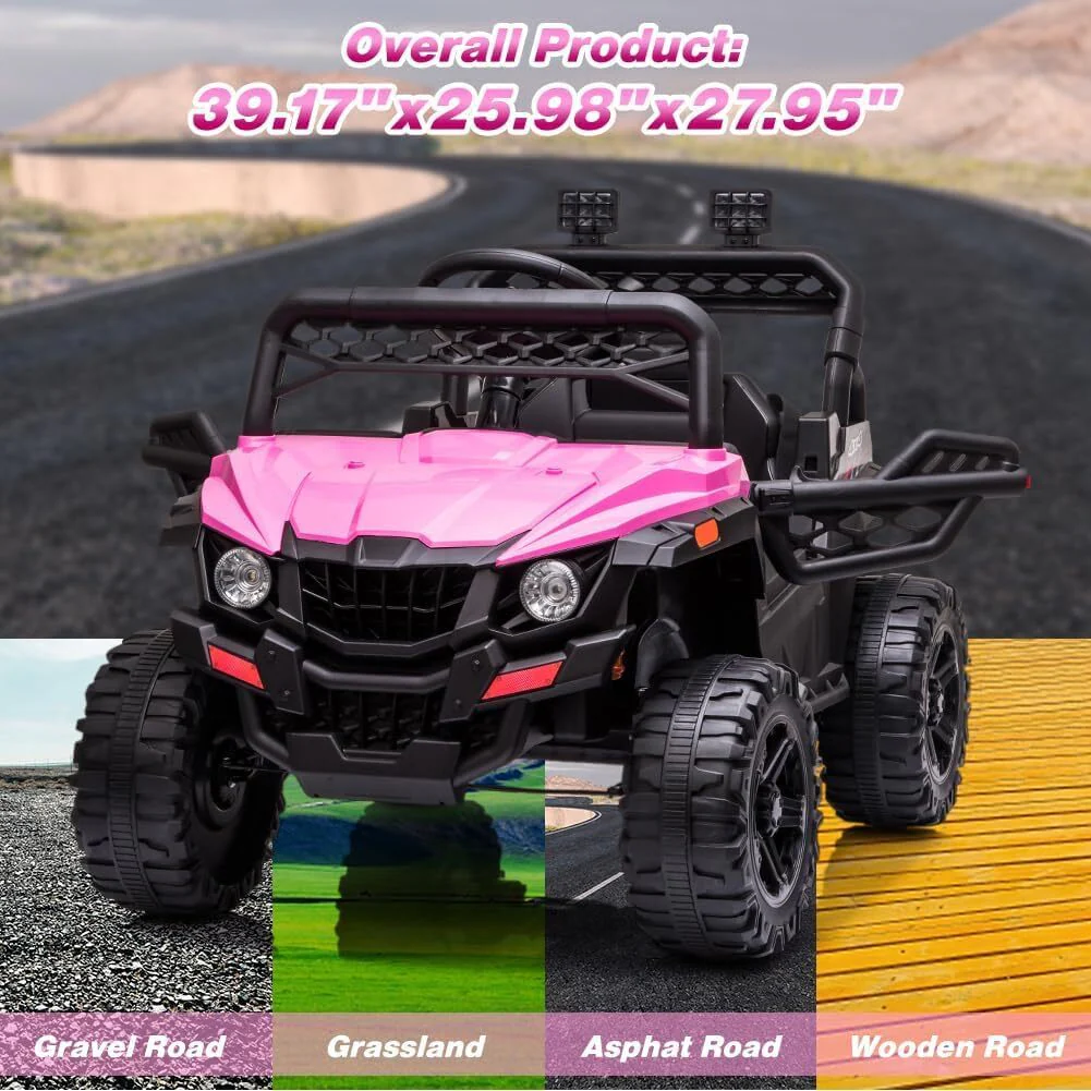 12V Kids Ride-On UTV Truck with Remote Control and 390W Dual Motors - Image 7