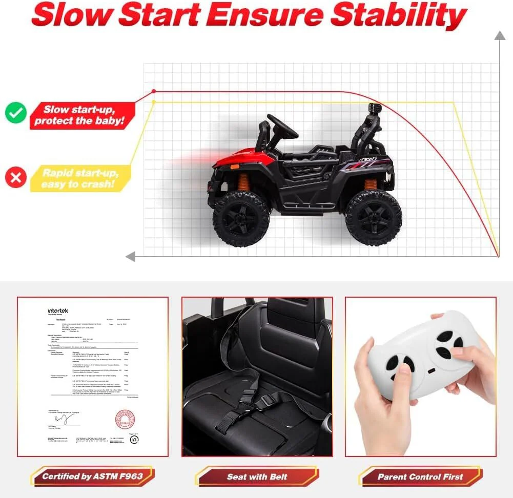12V Kids Ride-On UTV Truck with Remote Control and 390W Dual Motors - Image 4