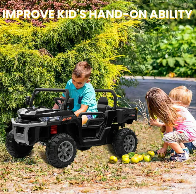 Electric Black Battery-Powered Kids Ride-On Remote Control Dump Truck Car - Image 5