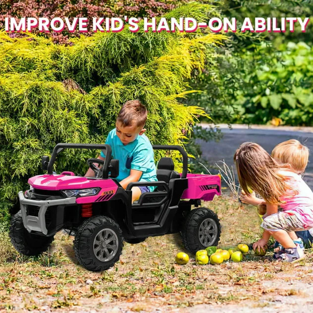 Electric Pink Kids' Battery-Powered Remote Control Dump Truck Ride-On Car - Image 5