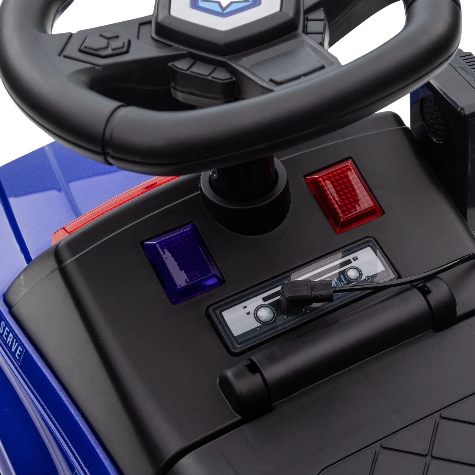 Children's Blue Police Truck Ride-On Car with Sliding Feature and Under-Seat Storage - Image 11
