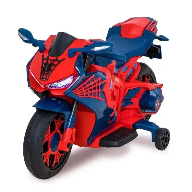 Spider-Man 6V Battery Powered Kids Motorcycle with Working Headlights Ages 3+