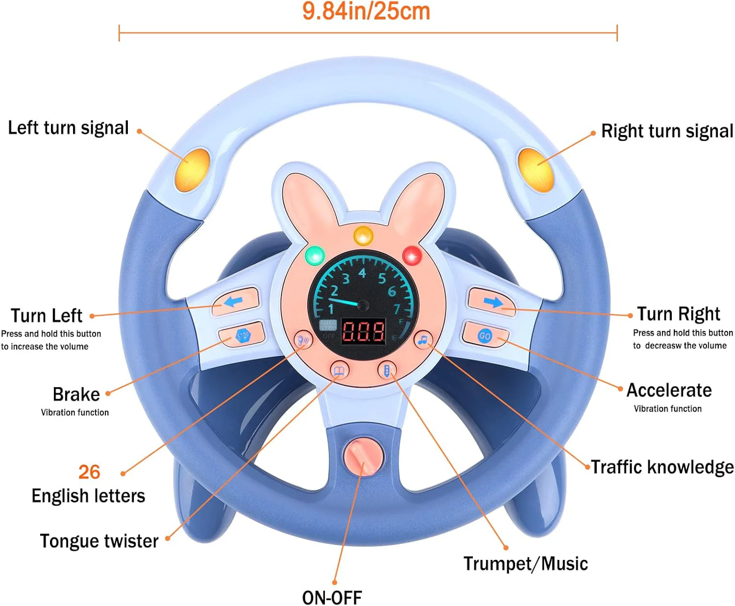 Kids Backseat Steering Wheel Toy with Key for Pretend Driving and Interactive Play - Image 6