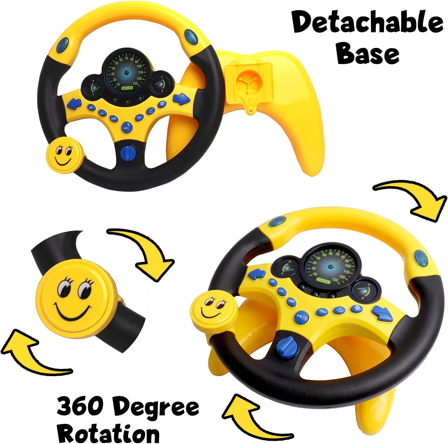 Kids Steering Wheel Toy for Car Backseat with Lights, Music, and Suction Cup Base - Image 5