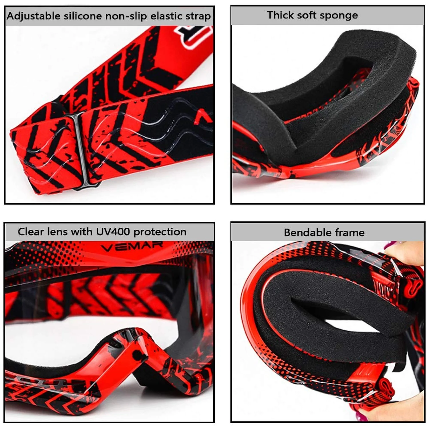 Kids & Teens Multi-Sport Riding Goggles for ATV, Motorcycle, Ski & Snowboard with Anti-Fog Lens - Image 5