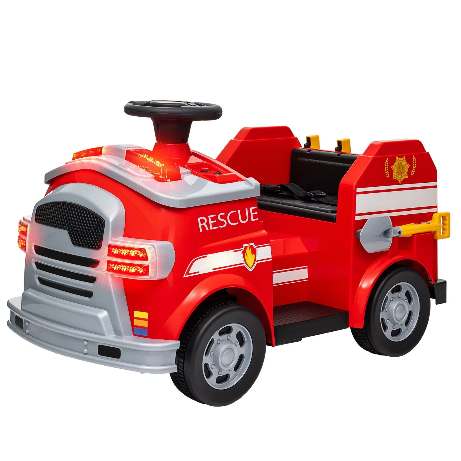 Electric Ride-On Fire Truck Toy for Toddler Boys Aged 3-5