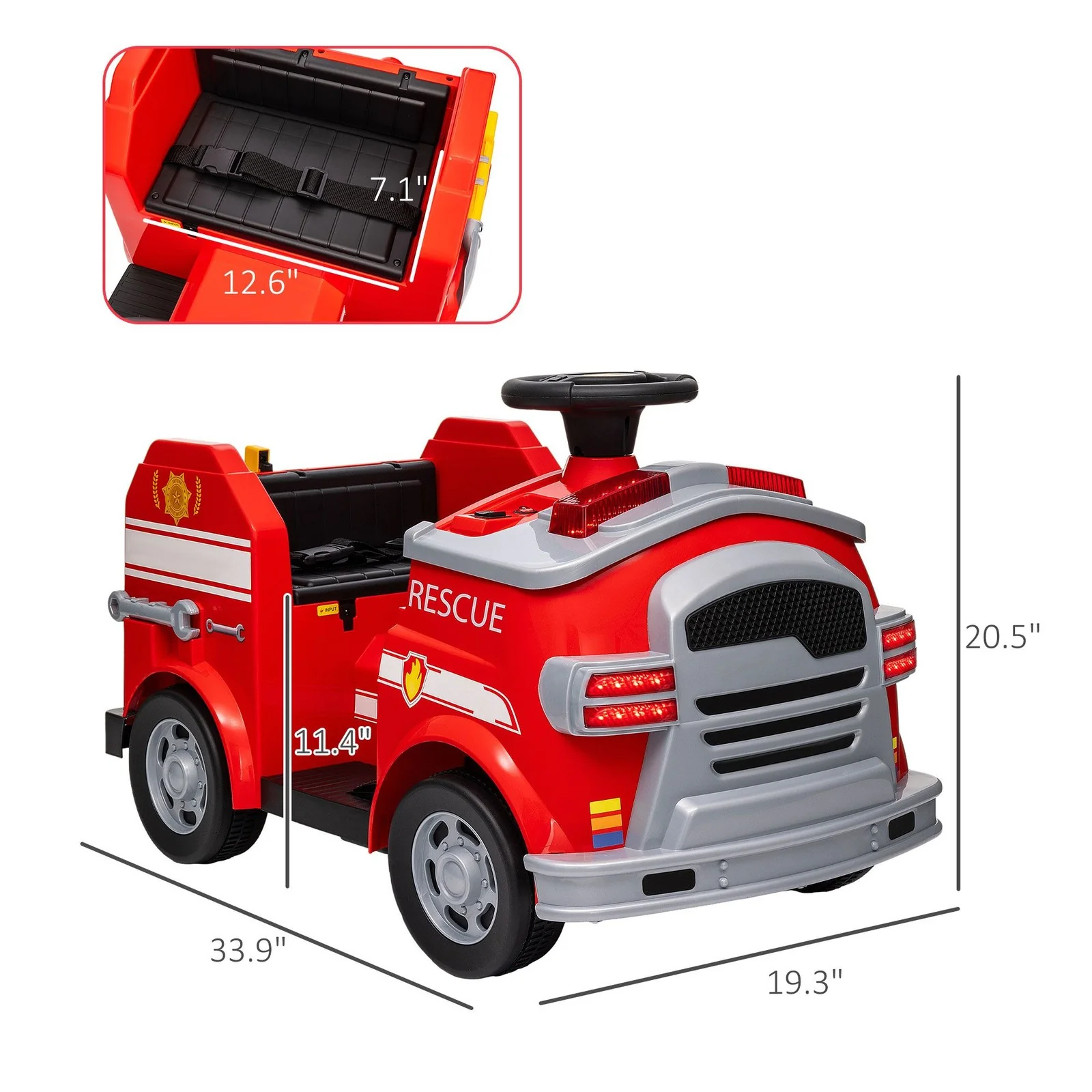 Electric Ride-On Fire Truck Toy for Toddler Boys Aged 3-5 - Image 3