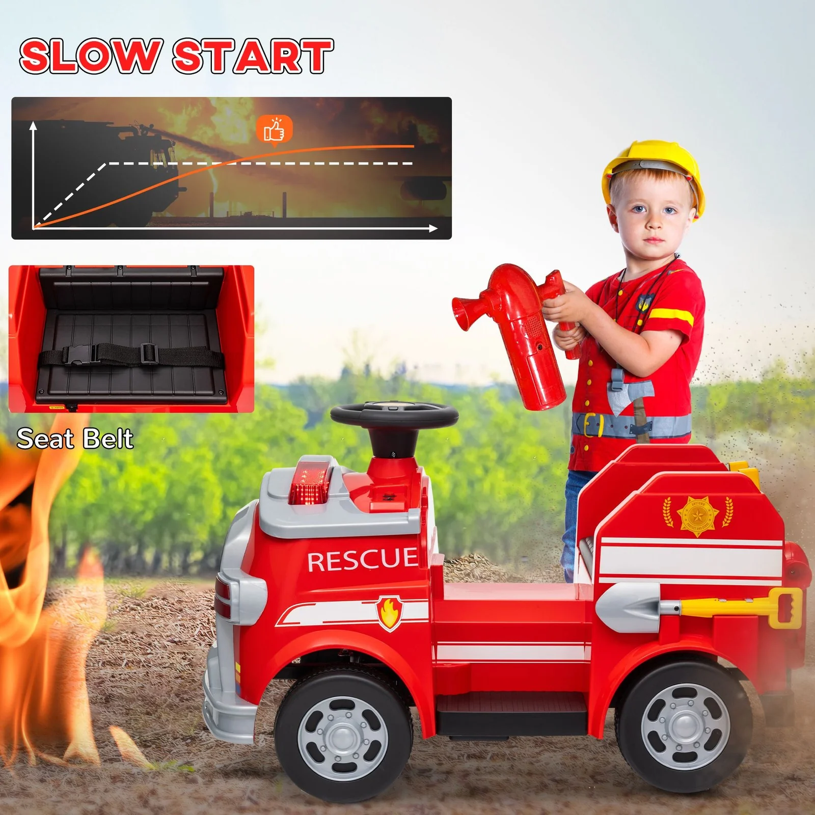 Electric Ride-On Fire Truck Toy for Toddler Boys Aged 3-5 - Image 6