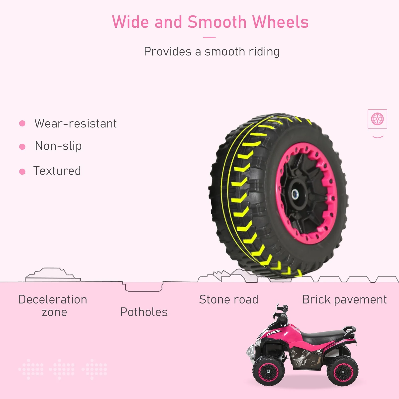 Pink 4-Wheel Foot-to-Floor Sliding Quad Bike for Toddlers 18-36 Months, No Power - Image 6