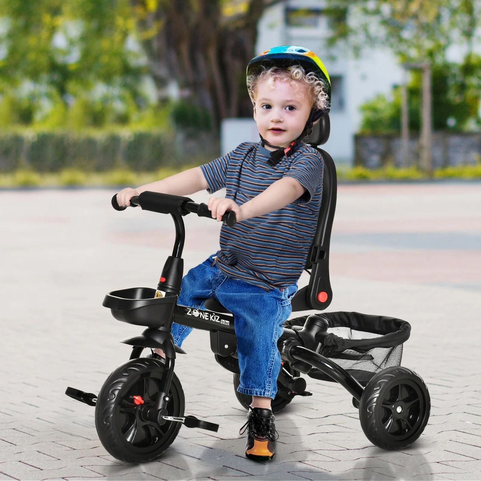 4-in-1 Kids Tricycle with Reversible Seat Gray - Image 9