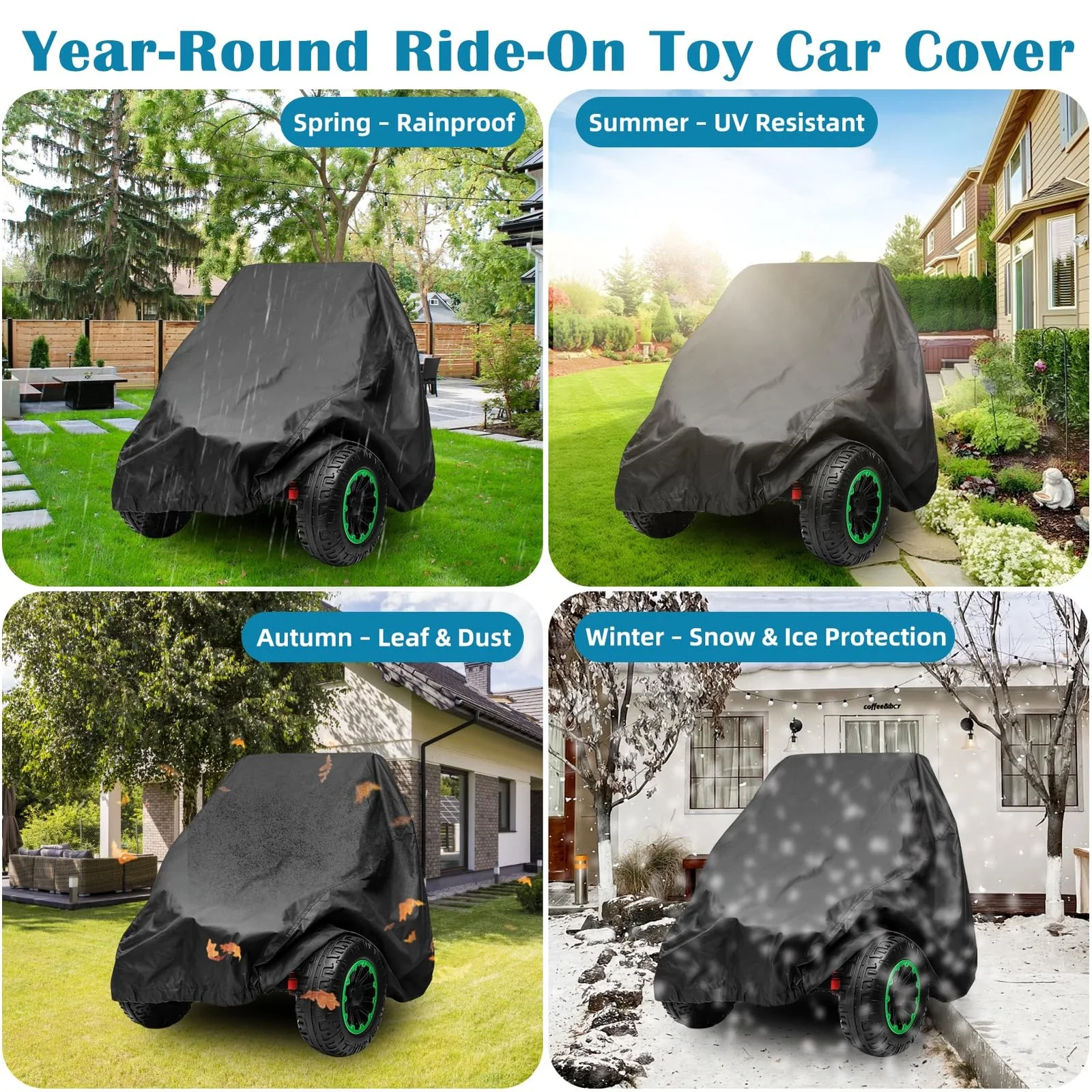 Waterproof Ride-On Car Cover for Kids with Adjustable Drawstring and Buckles - Image 4