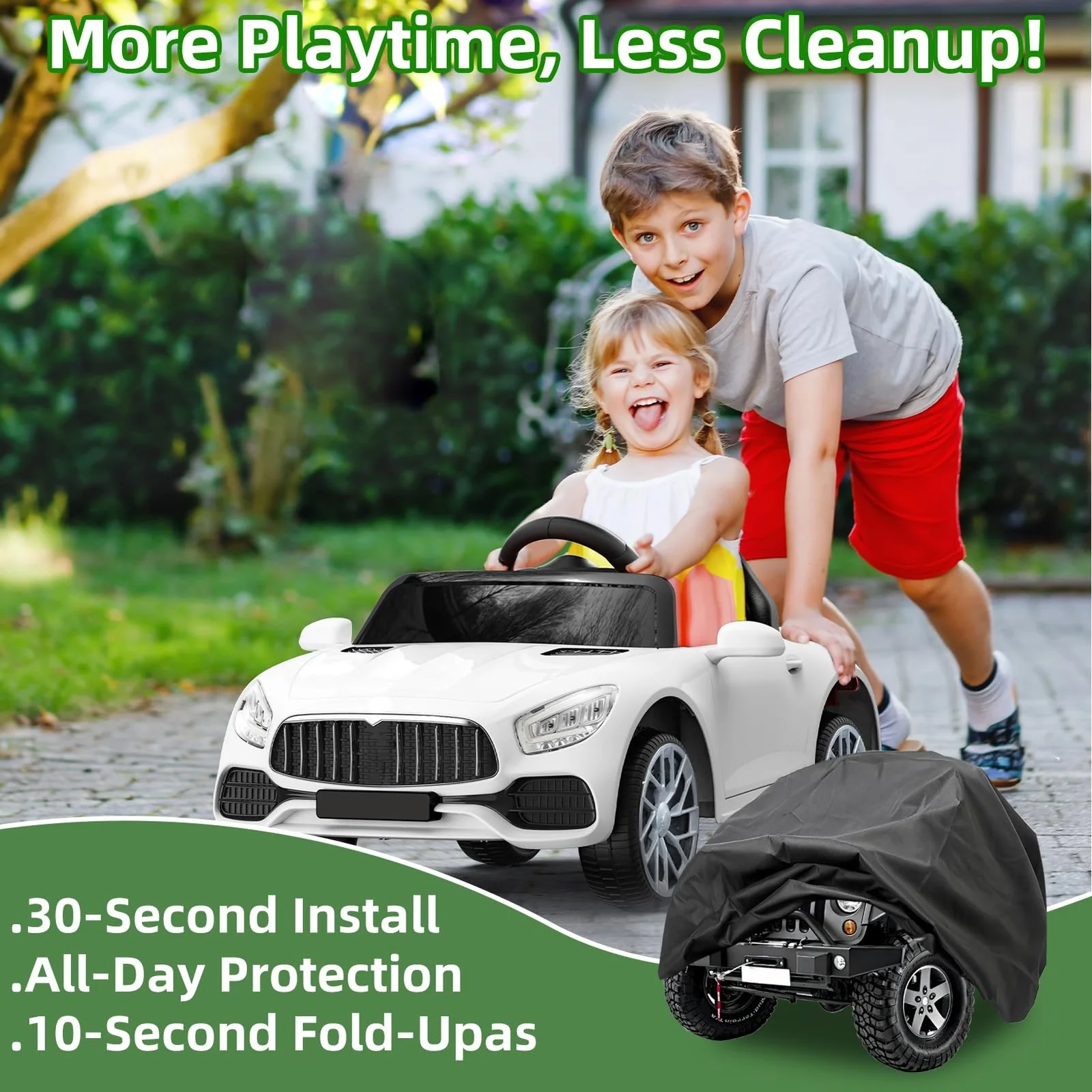 Waterproof Ride-On Car Cover for Kids with Adjustable Drawstring and Buckles - Image 7