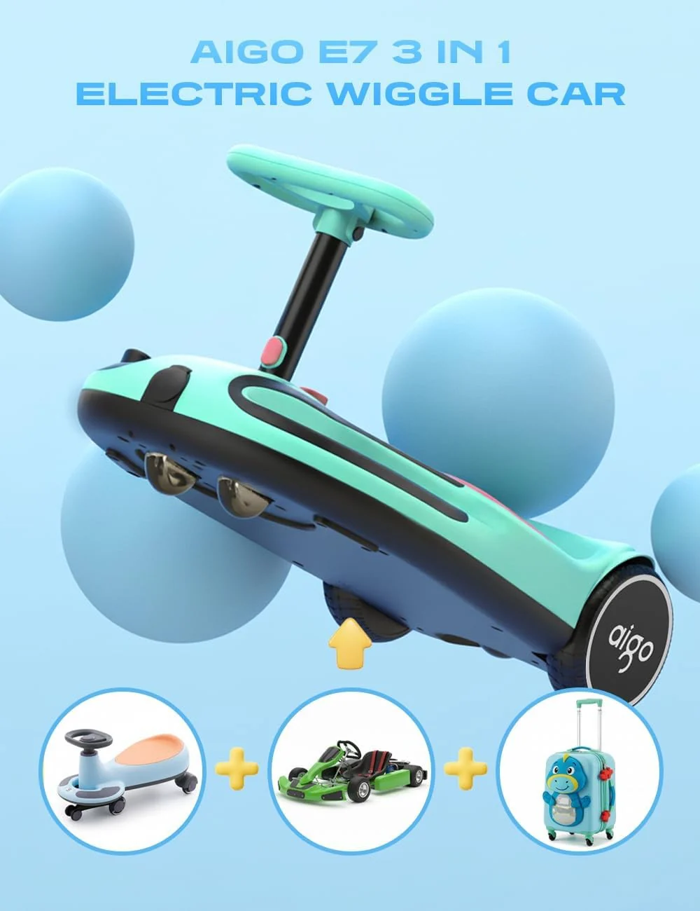 Wiggle Electric Car for Kids with 21.6V Power, Pedal Operation, and 100 Lights - Image 2