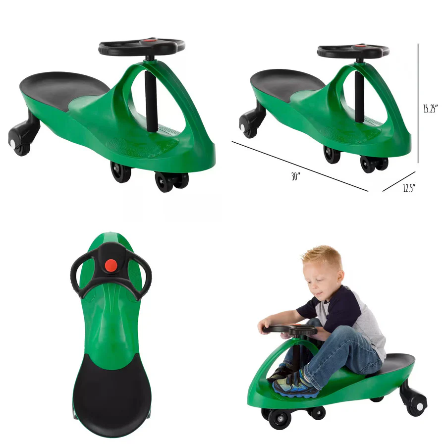 Zigzag Ride-On Car Toy for Kids 3 Years and Up Battery-Free Green - Image 9