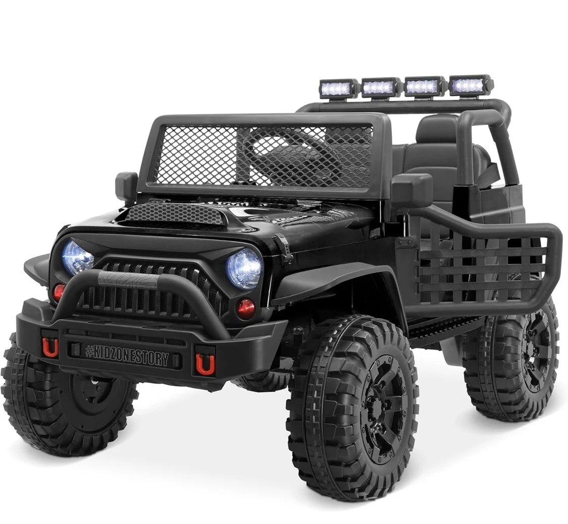 12V Black 2-Seater Kids Battery-Powered Ride-On Car Toy