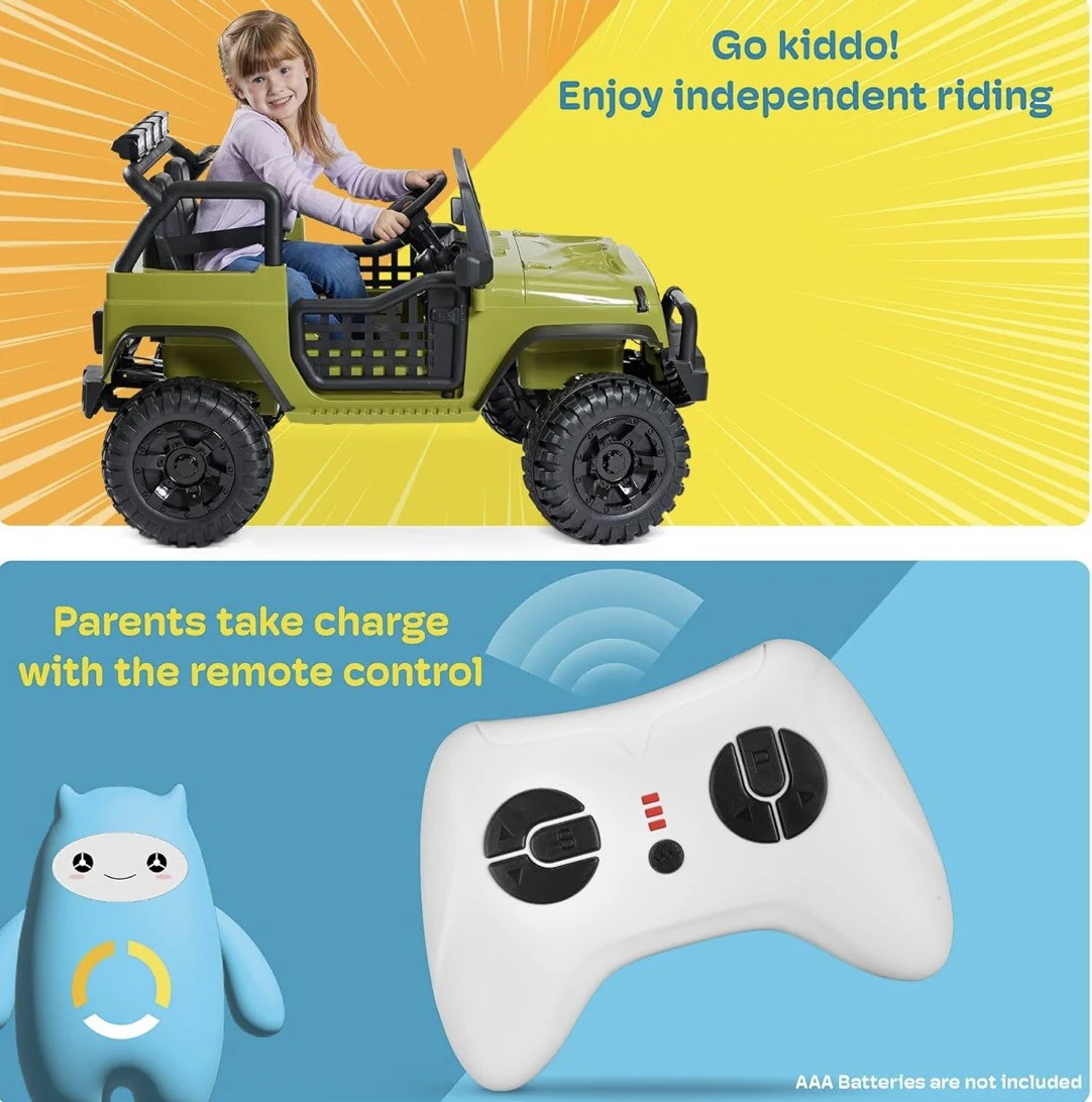 12V Black 2-Seater Kids Battery-Powered Ride-On Car Toy - Image 6