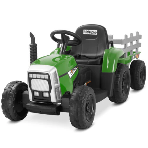 Kidzone 12V Electric Tractor with Trailer Ride-On Toy, Dual Speeds - Image 2