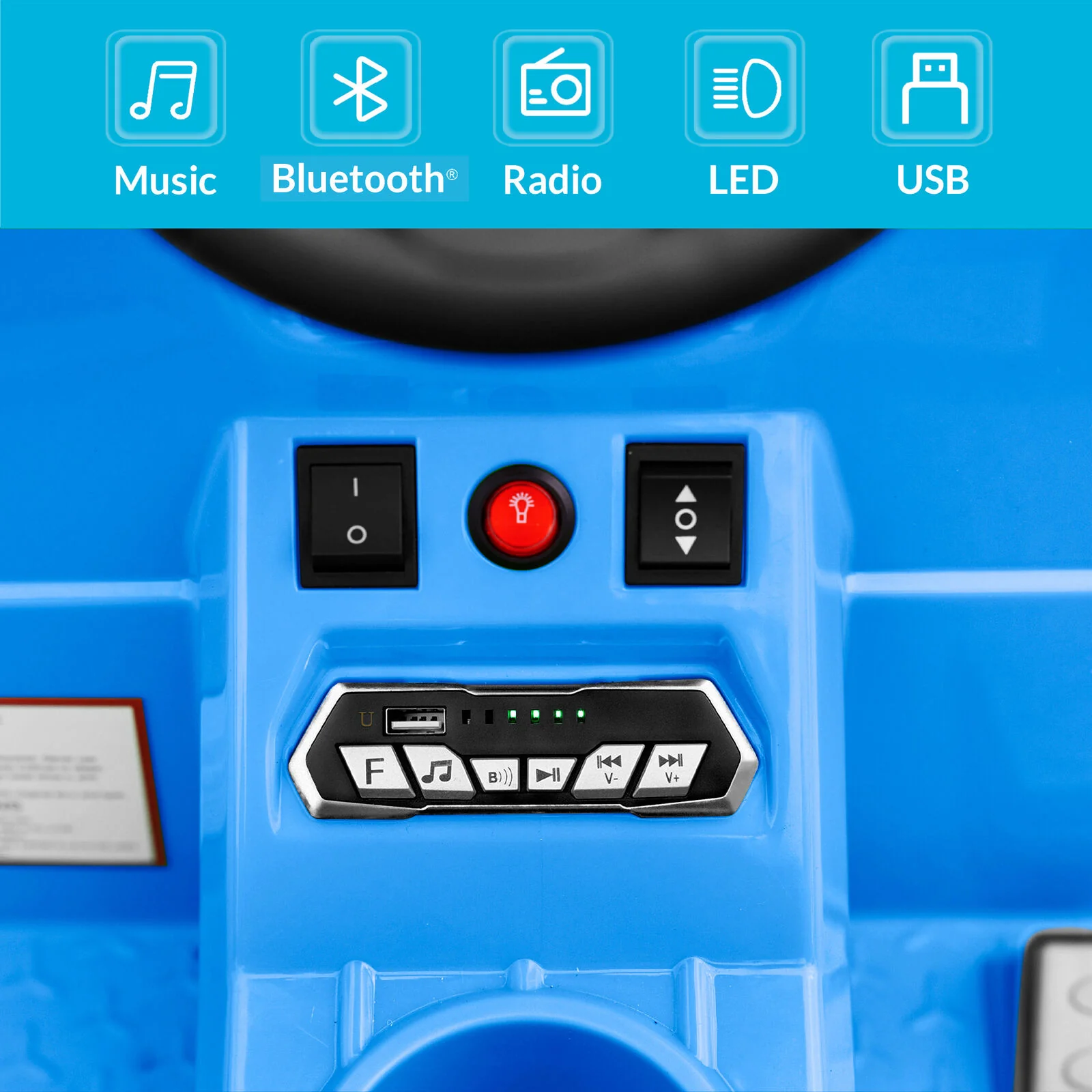 Kidzone 6V Garbage Truck Ride On Toy with LED Lights and Recycling Accessories - Image 5