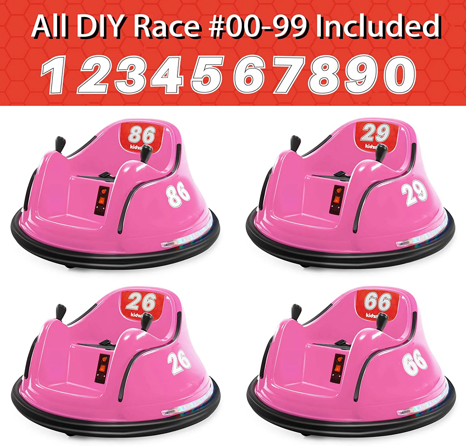 Kidzone DIY 6V Electric Bumper Car with Remote Control - Numbered from 00 to 99 for Kids - Image 7