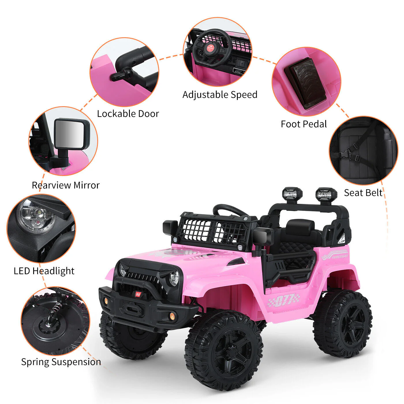 Kimbosmart 12V Kids Ride On Truck Car with Remote Control and 3 Speeds - Perfect Gift for Little Drivers - Image 8