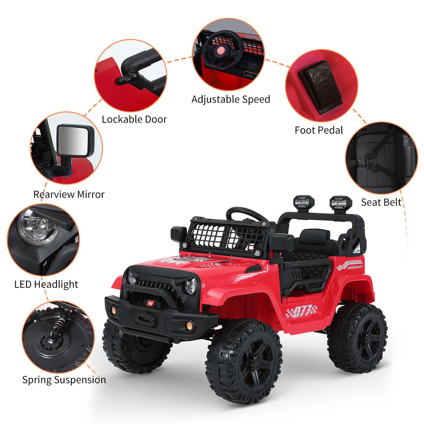 Kimbosmart 12V Kids Ride-On Truck with MP3 and Remote Control - Image 4