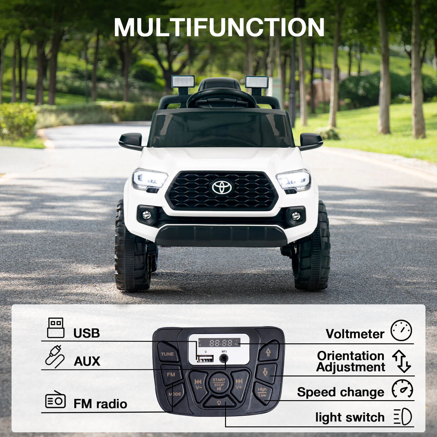 Kimbosmart 12V Licensed Toyota Tacoma Kids Ride-On Car with Charging Reminder Feature - Image 4